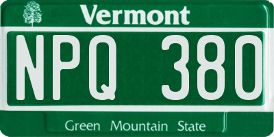 VT license plate NPQ380