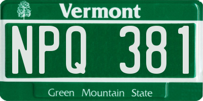 VT license plate NPQ381