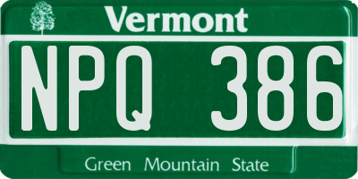 VT license plate NPQ386