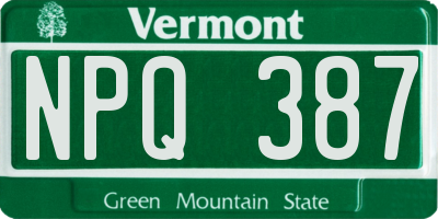 VT license plate NPQ387