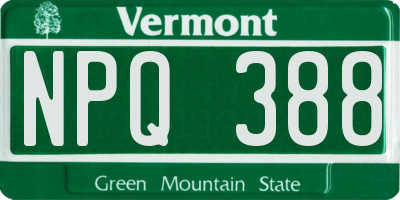 VT license plate NPQ388