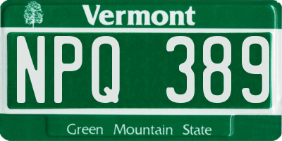 VT license plate NPQ389