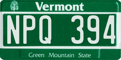 VT license plate NPQ394