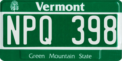 VT license plate NPQ398