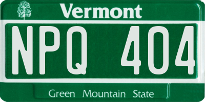 VT license plate NPQ404