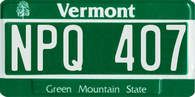 VT license plate NPQ407