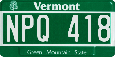 VT license plate NPQ418