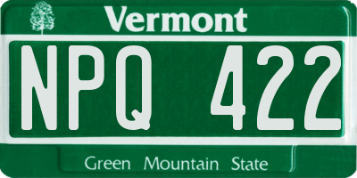 VT license plate NPQ422