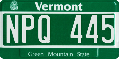 VT license plate NPQ445