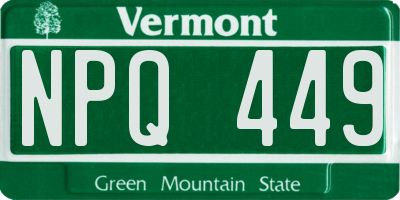 VT license plate NPQ449