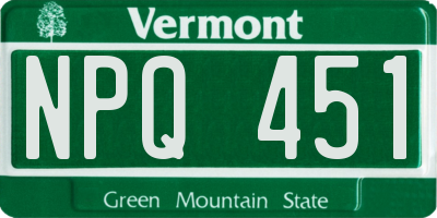 VT license plate NPQ451