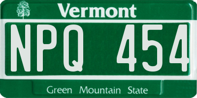 VT license plate NPQ454
