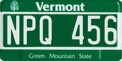 VT license plate NPQ456
