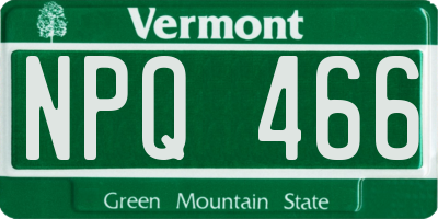 VT license plate NPQ466