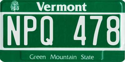 VT license plate NPQ478