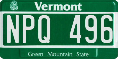 VT license plate NPQ496