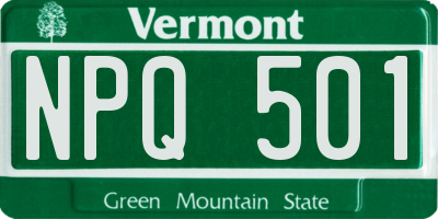 VT license plate NPQ501