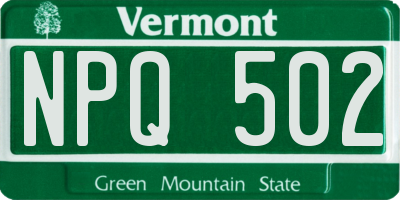 VT license plate NPQ502