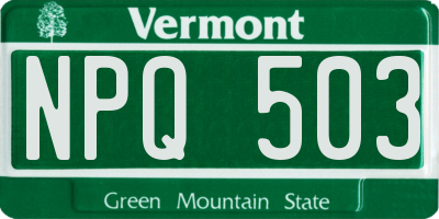 VT license plate NPQ503