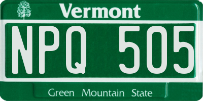 VT license plate NPQ505