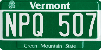 VT license plate NPQ507