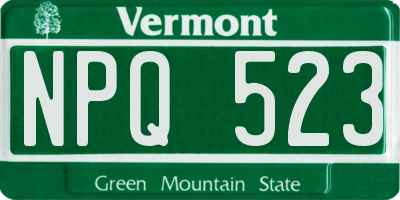 VT license plate NPQ523
