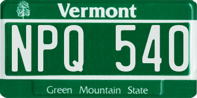 VT license plate NPQ540