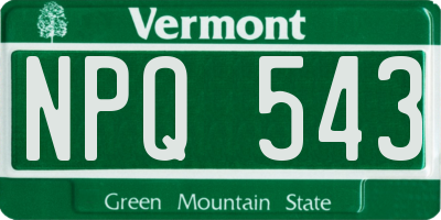 VT license plate NPQ543