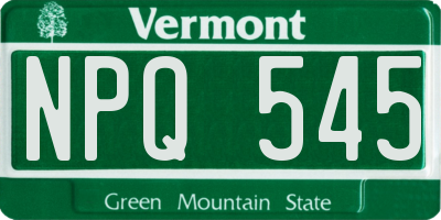 VT license plate NPQ545