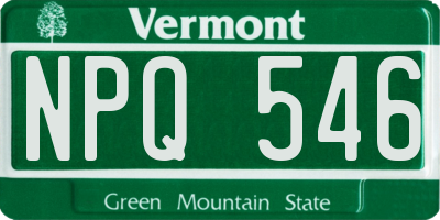 VT license plate NPQ546
