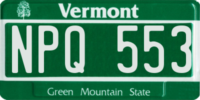 VT license plate NPQ553