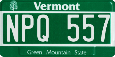 VT license plate NPQ557