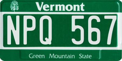 VT license plate NPQ567
