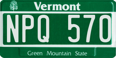 VT license plate NPQ570