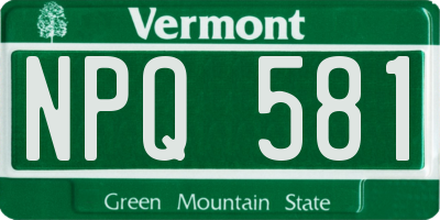 VT license plate NPQ581