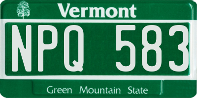 VT license plate NPQ583