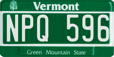 VT license plate NPQ596