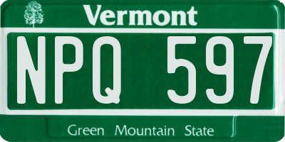 VT license plate NPQ597