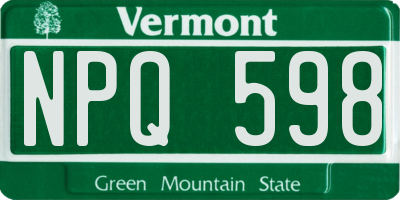 VT license plate NPQ598
