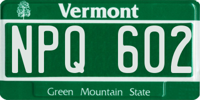 VT license plate NPQ602