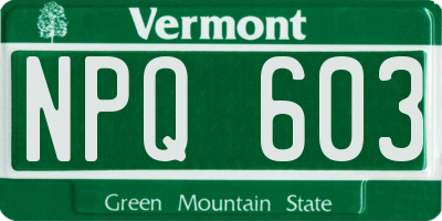 VT license plate NPQ603