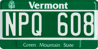VT license plate NPQ608