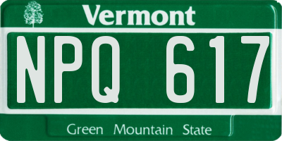 VT license plate NPQ617