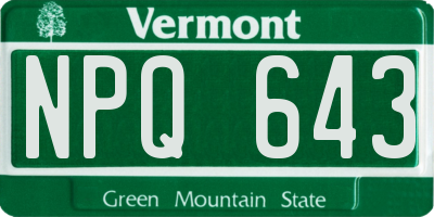 VT license plate NPQ643