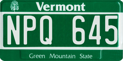 VT license plate NPQ645