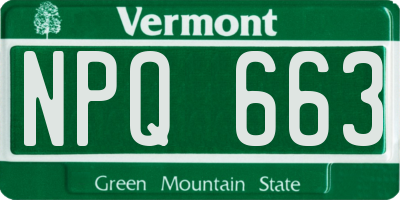 VT license plate NPQ663