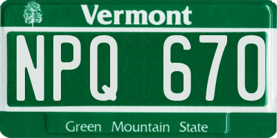 VT license plate NPQ670