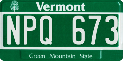 VT license plate NPQ673