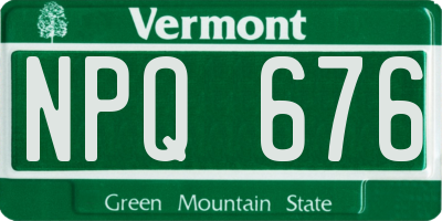 VT license plate NPQ676
