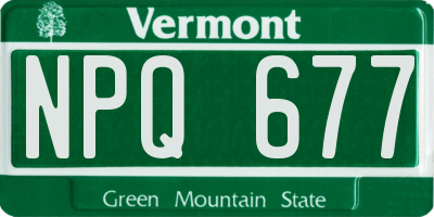 VT license plate NPQ677